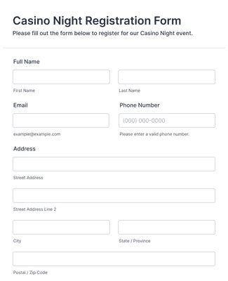 casino night registration form template|How to Host a Casino Night at Home .